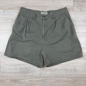 Vintage GAP Khaki Relaxed Fit Pleated Front Olive Green Dad Shorts Men’s Size 34